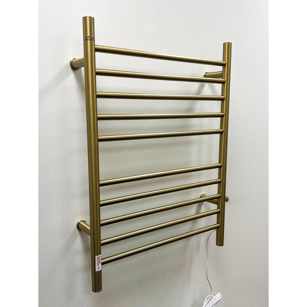 RADIANT HARDWIRED + PLUG-IN COMBO STRAIGHT 10 BAR TOWEL WARMER IN BRUSHED BRONZE 
