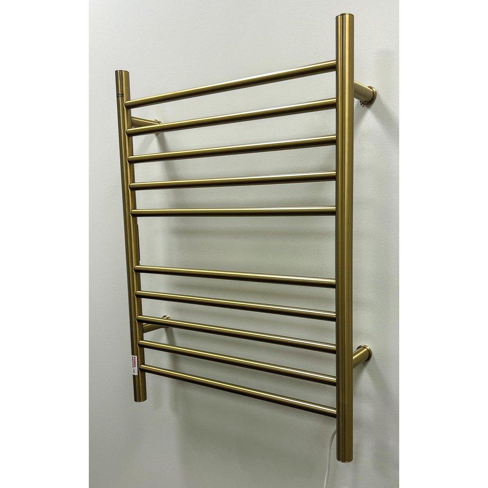 RADIANT HARDWIRED + PLUG-IN COMBO STRAIGHT 10 BAR TOWEL WARMER IN BRUSHED BRONZE 