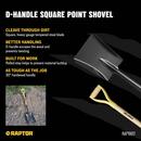 Square Point Shovel with 30 in. Ash Wood D-Grip Handle 