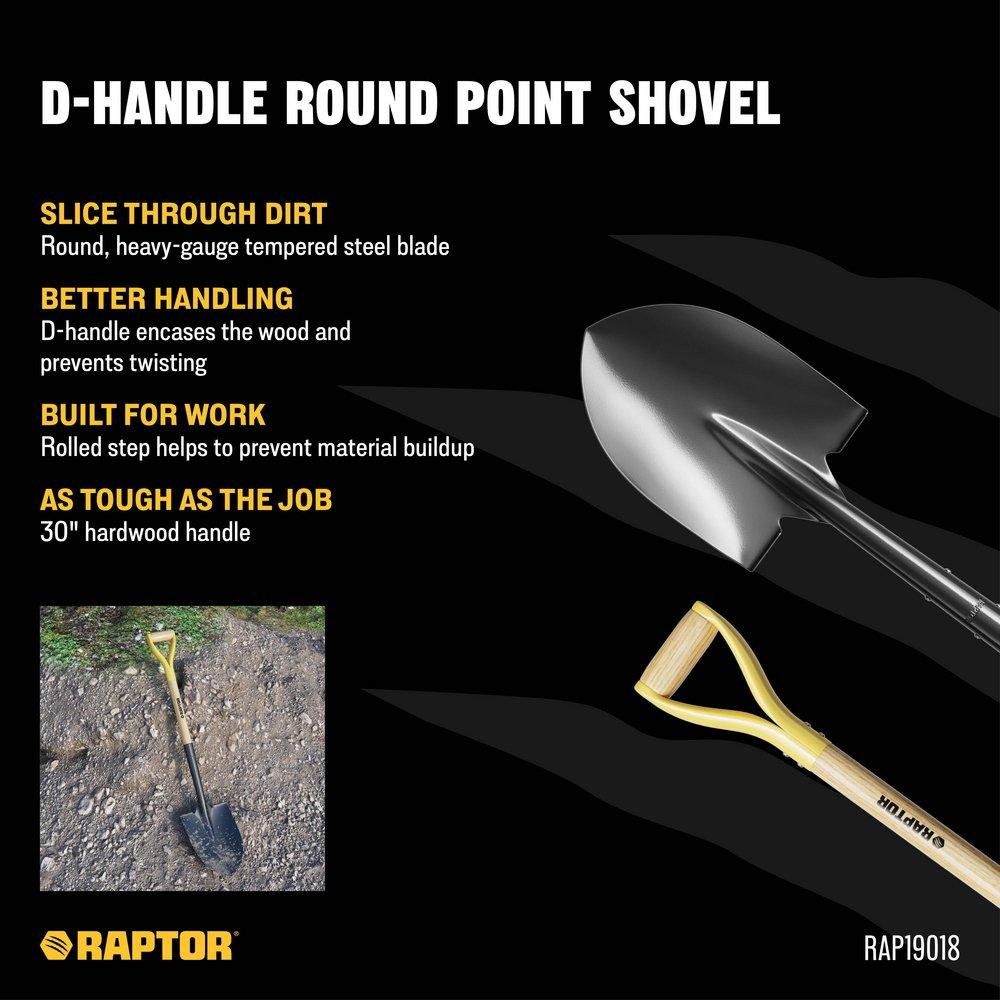 Round Point Shovel with 30 in. Ash Wood D-Grip Handle 