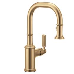 Single Handle Pull Down Bar Faucet in Bronzed Gold