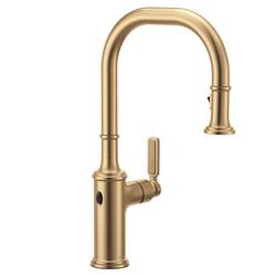 Single Handle Pull Down Touchless Kitchen Faucet in Bronzed Gold