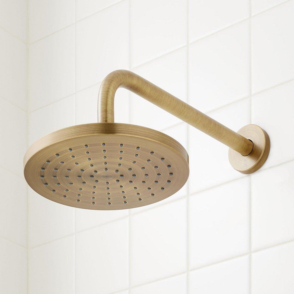 Thermostatic Shower System in Aged Brass with Dual Shower Heads, Hand Shower, Hose, Valve Trim and Diverter - Valve Included image number 8