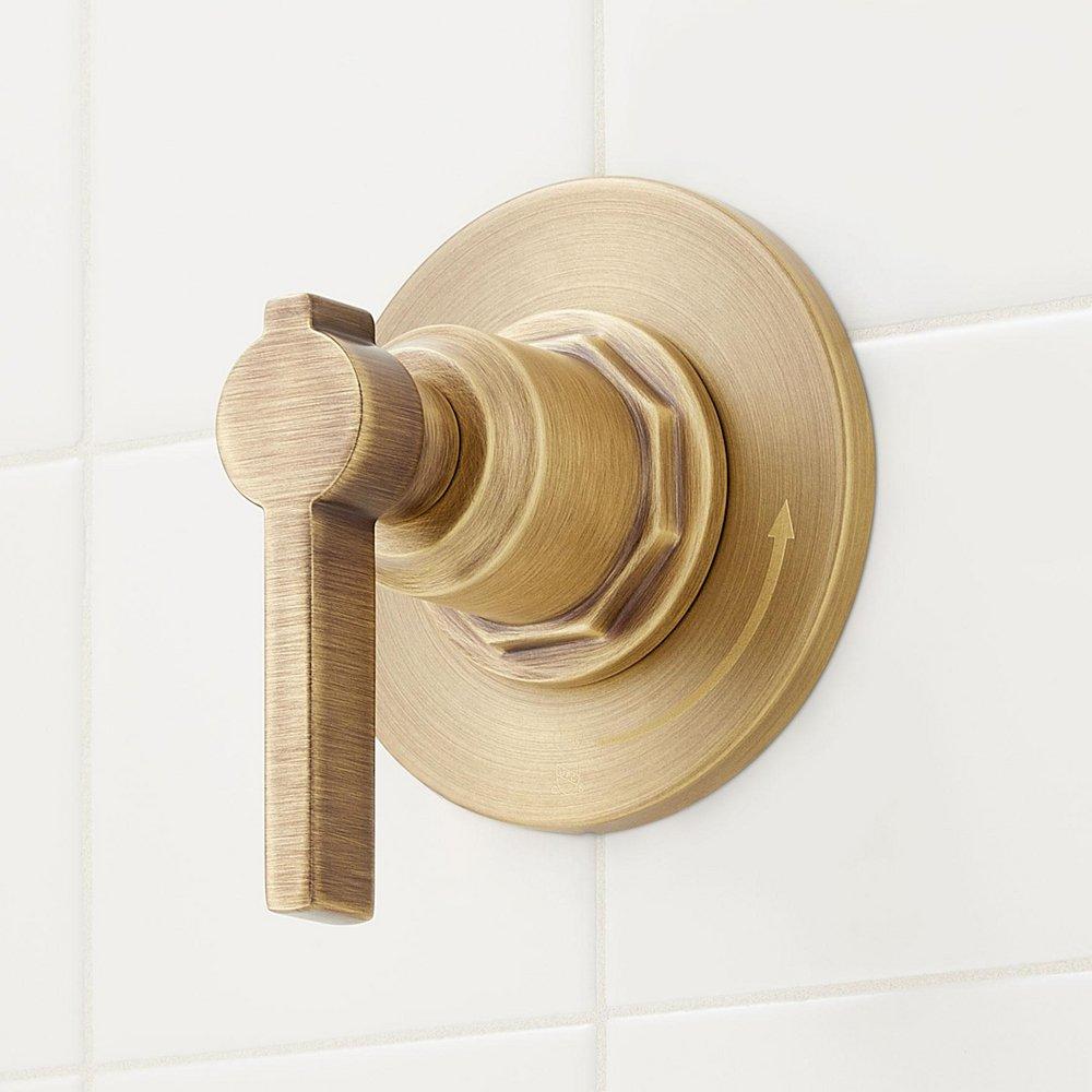 Signature Hardware Aged Brass Pressure Balanced Shower System with Shower Head, Hand Shower, Hose, Valve Trim and Diverter - Valve Included 