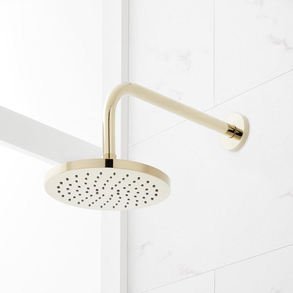 Two Handle Single Function Shower System in Polished Brass with Slide Bar and Hand Shower image number 5