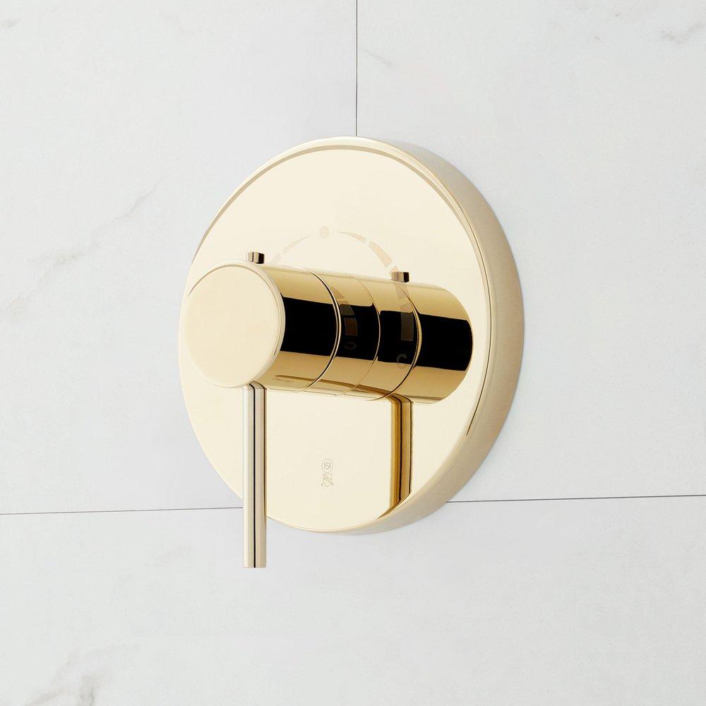Three Handle Single Function Shower System Set in Polished Brass with Dual Showerheads and Hand Shower image number 3