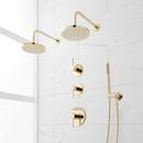 Three Handle Single Function Shower System Set in Polished Brass with Dual Showerheads and Hand Shower image number 6