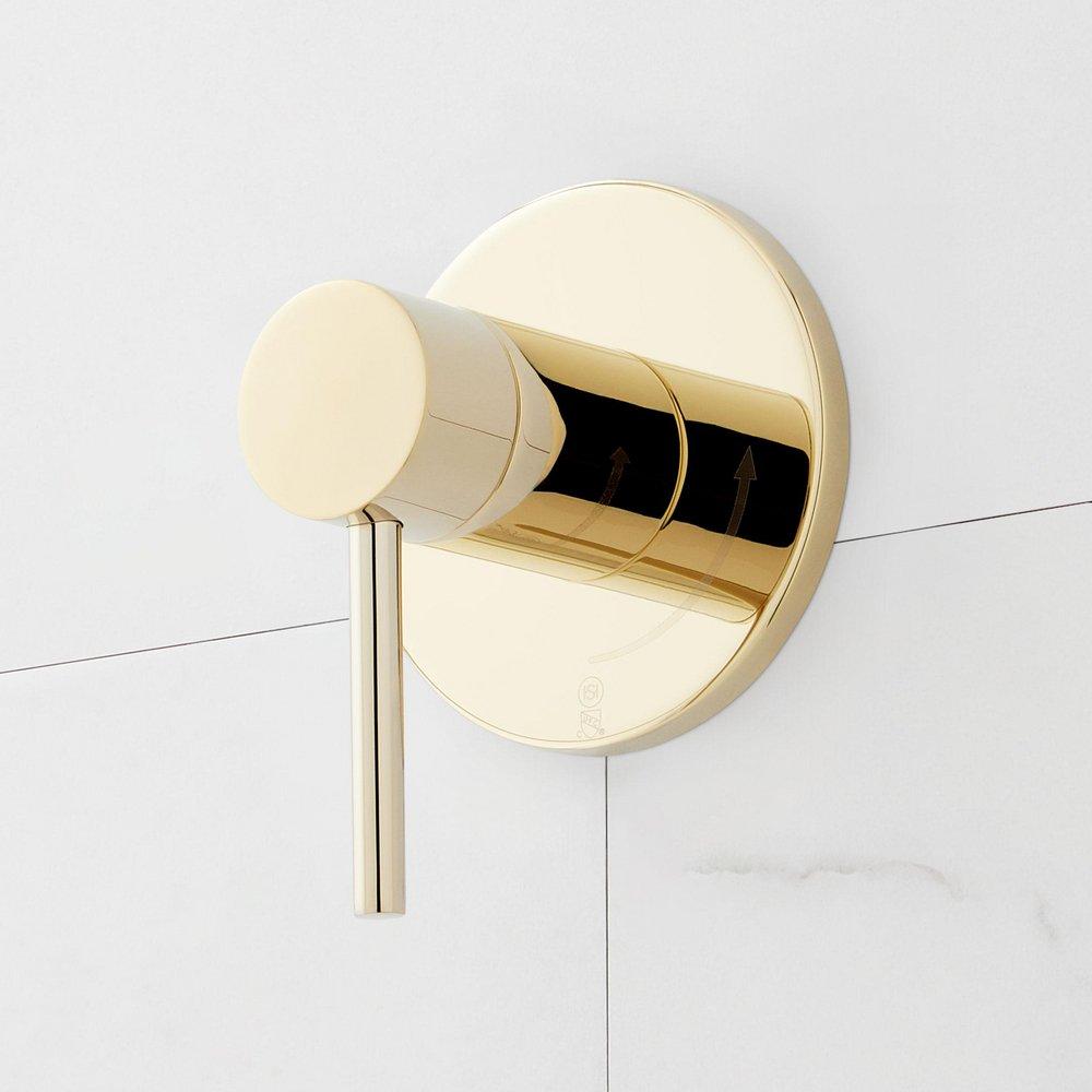 Thermostatic Shower System in Polished Brass with Shower Head, Hand Shower, Bodysprays, Shower Arm, Hose, and Valve Trim image number 6