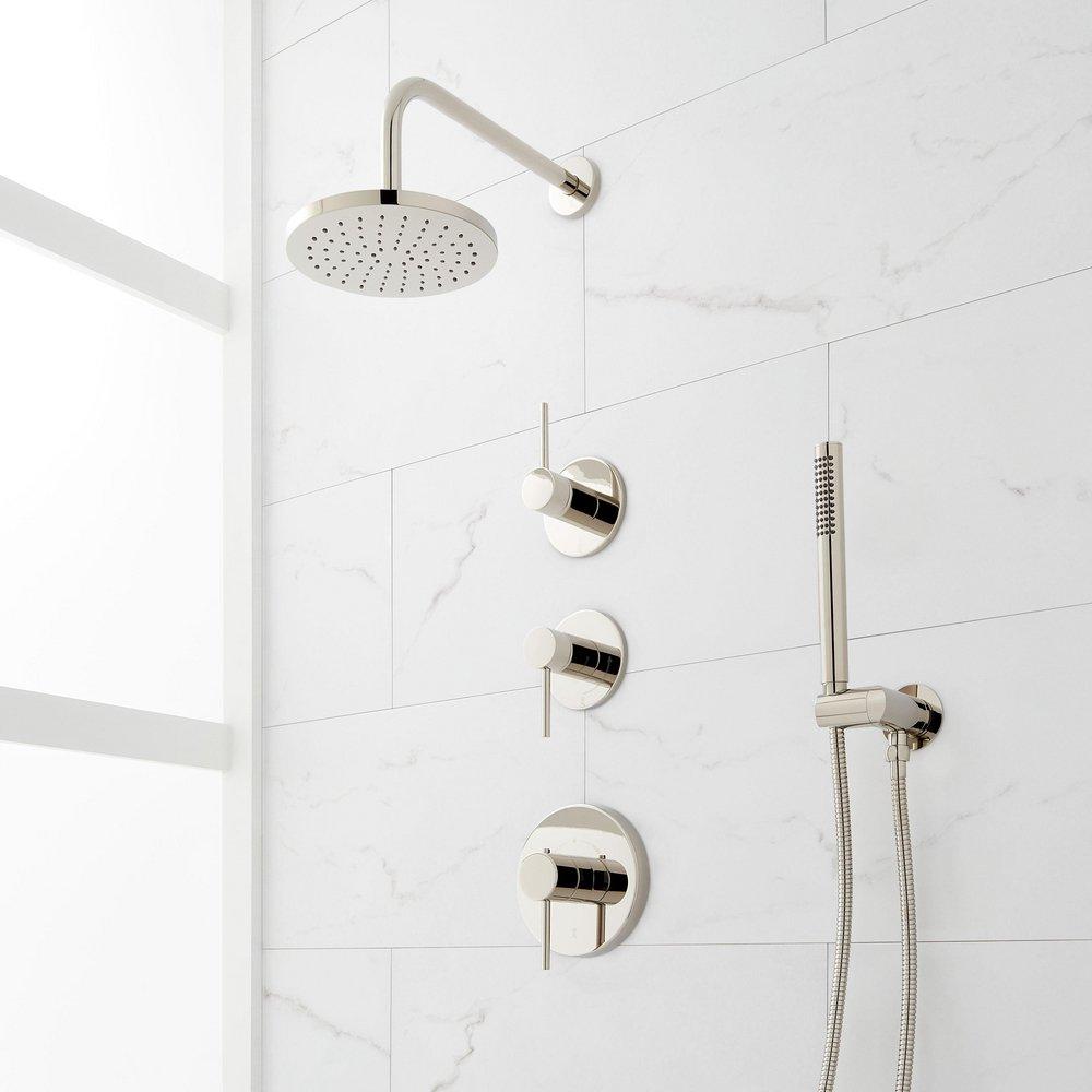 Three Handle Single Function Shower System in Polished Nickel with Hand Shower image number 3