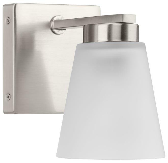 TANNER COLLECTION ONE-LIGHT BRUSHED NICKEL TRANSITIONAL VANITY LIGHT 