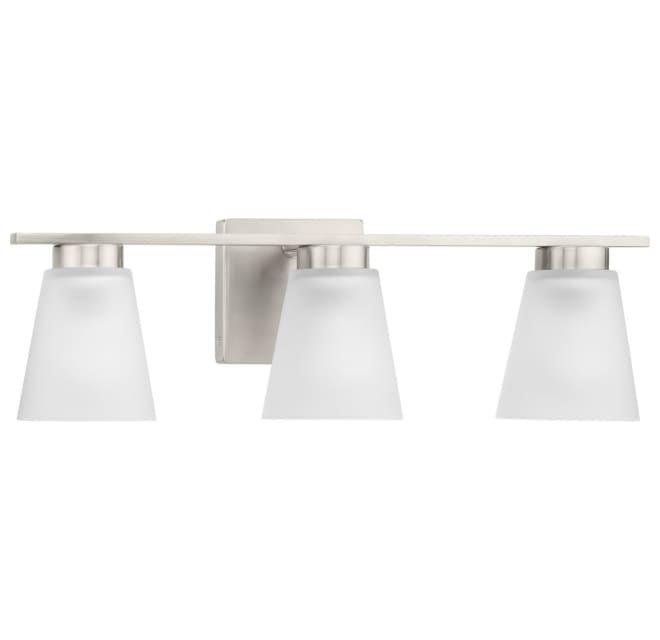 TANNER COLLECTION THREE-LIGHT BRUSHED NICKEL TRANSITIONAL VANITY LIGHT 