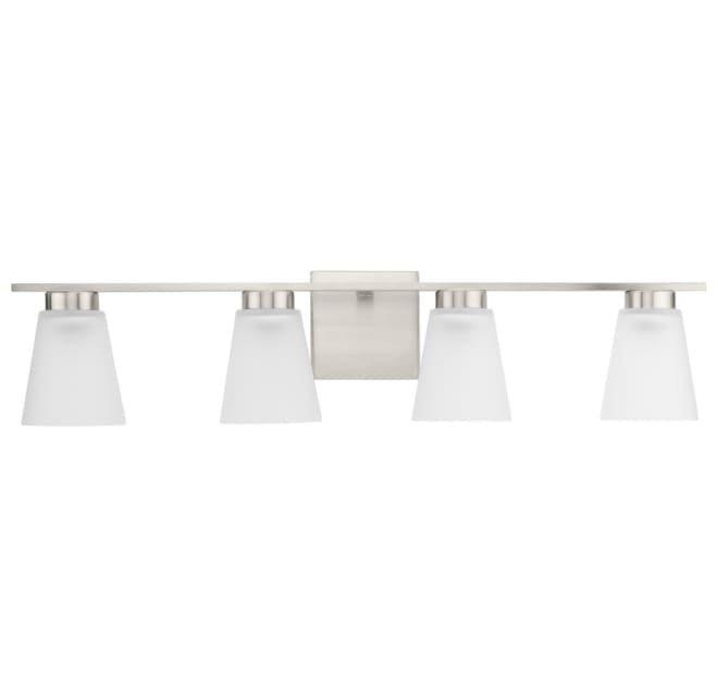 TANNER COLLECTION FOUR-LIGHT BRUSHED NICKEL TRANSITIONAL VANITY LIGHT 
