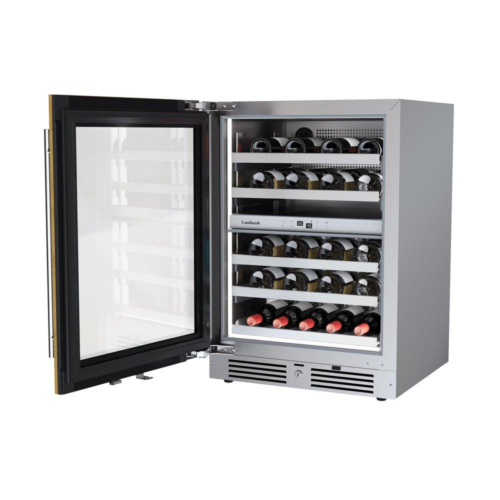 LANDMARK 24" DUAL ZONE WINE COOLER LEFT HINGE - PANEL READY GLASS 