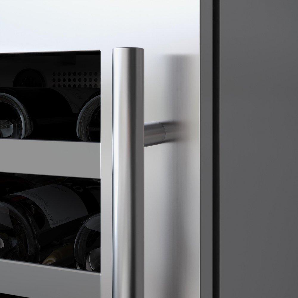 24 in. Dual Zone Wine Cooler Left Hinge in Stainless Steel 