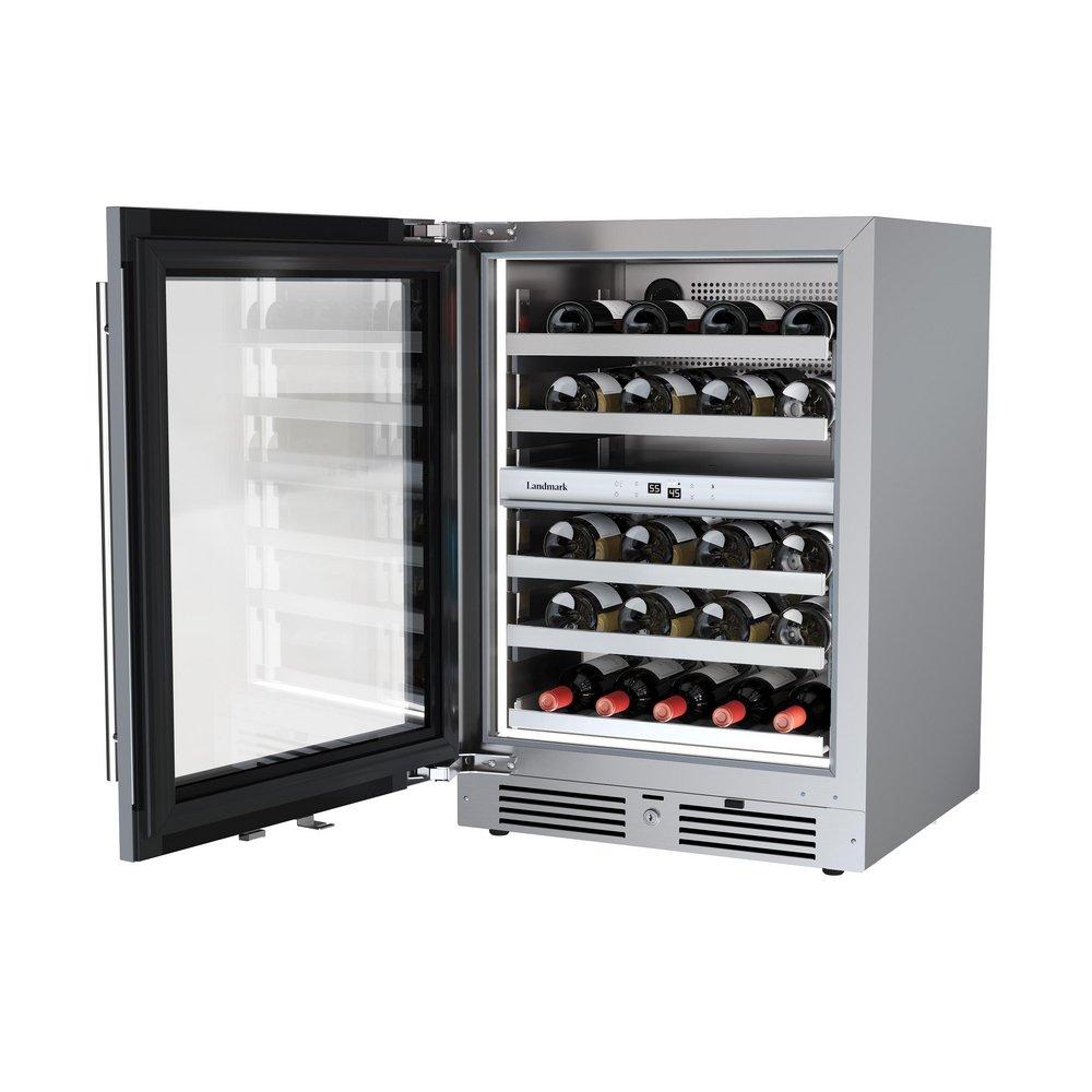 24 in. Dual Zone Wine Cooler Left Hinge in Stainless Steel 