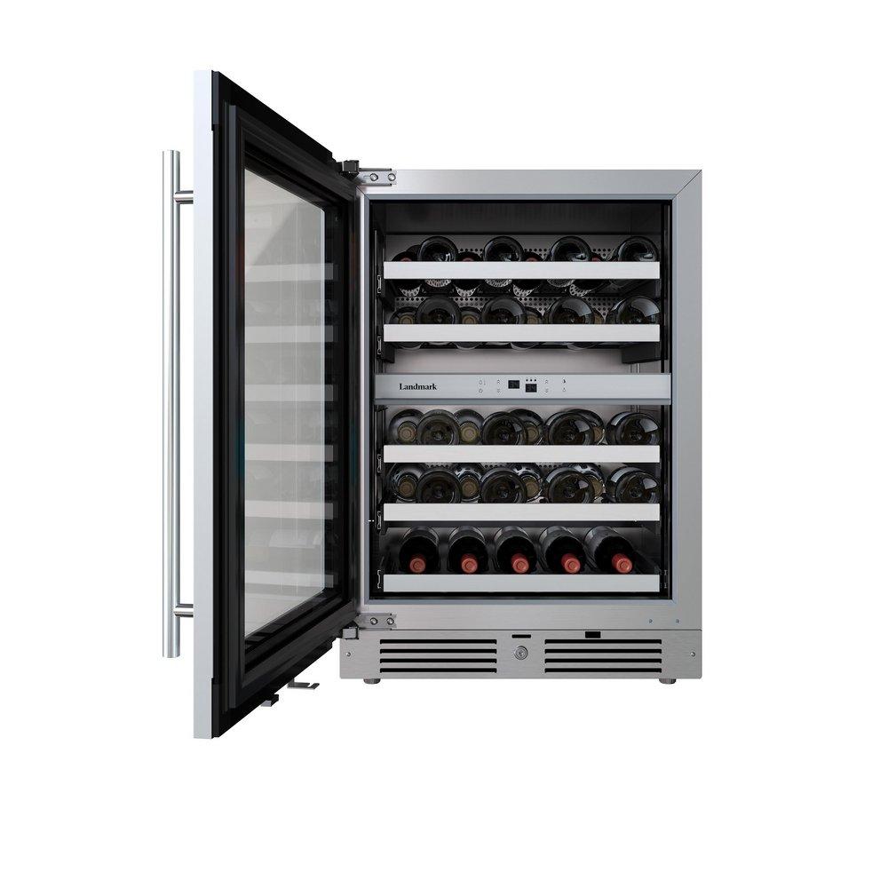 24 in. Dual Zone Wine Cooler Left Hinge in Stainless Steel 