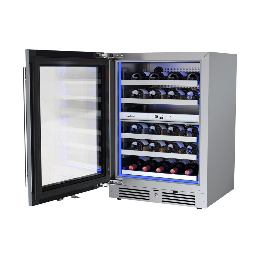 24 in. Dual Zone Wine Cooler Left Hinge in Stainless Steel 