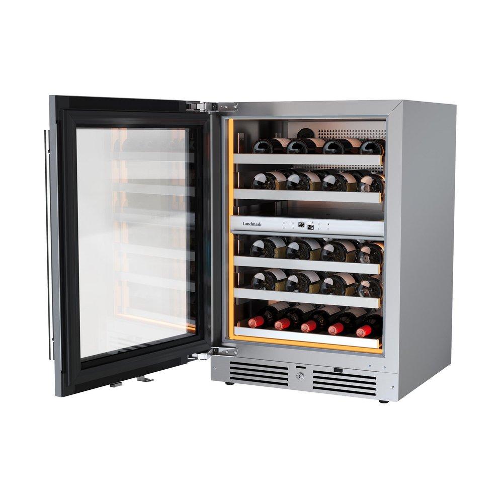 24 in. Dual Zone Wine Cooler Left Hinge in Stainless Steel 