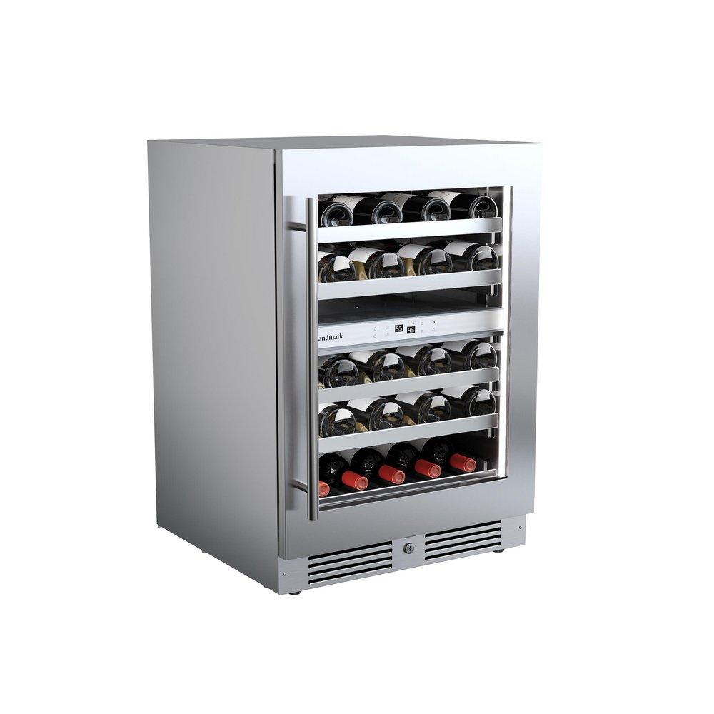 24 in. Dual Zone Wine Cooler with Right Hinge in Stainless Steel 