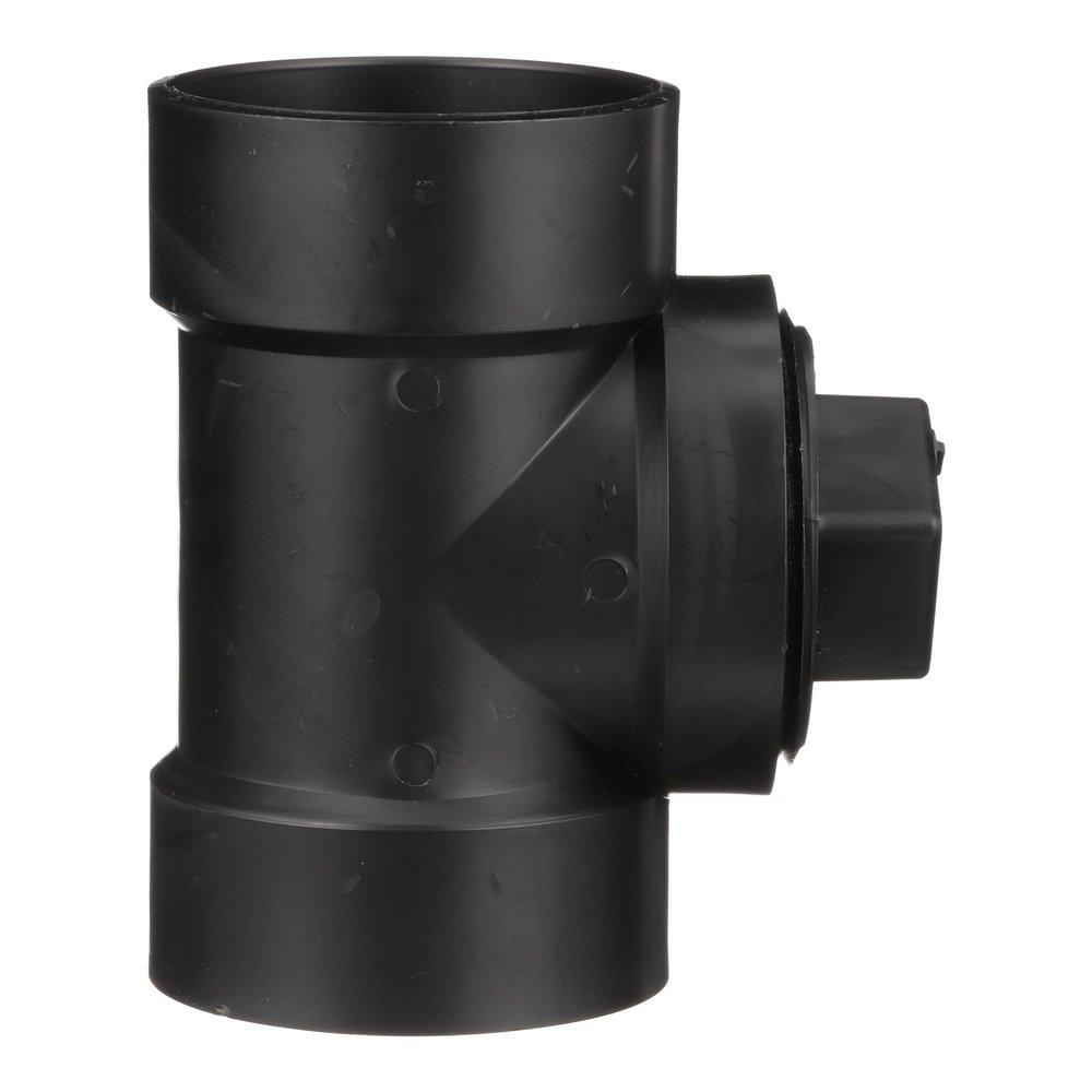 Black ABS DWV Flush Cleanout Tee With Plug 