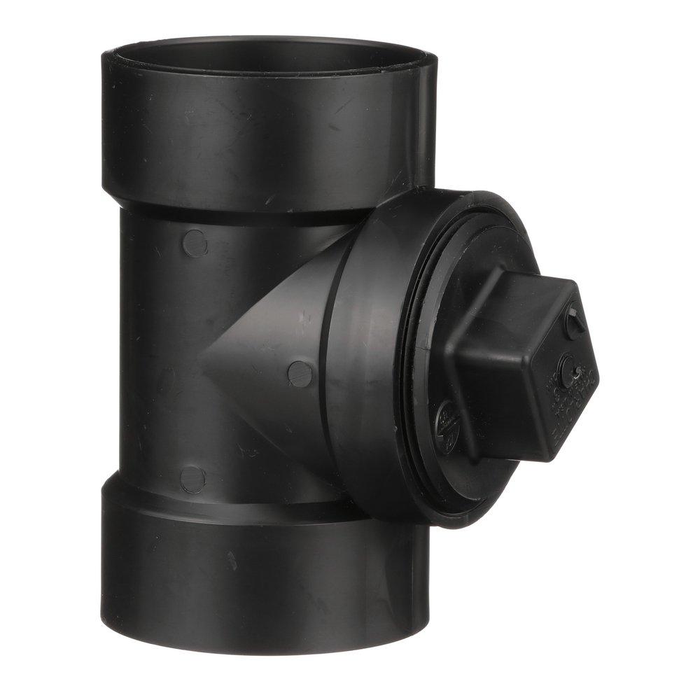 Black ABS DWV Flush Cleanout Tee With Plug 