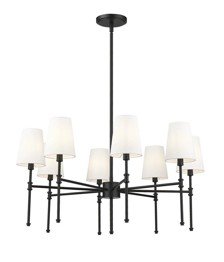 30 in. 8-Light Chandelier Ceiling Light in Matte Black 