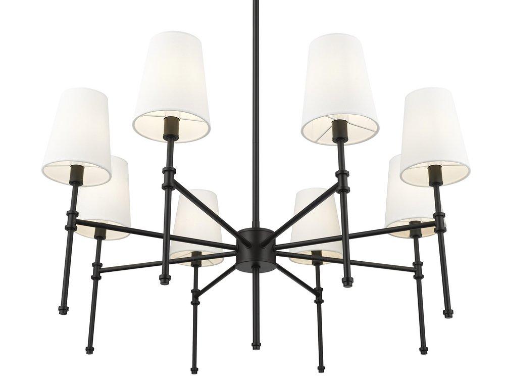 30 in. 8-Light Chandelier Ceiling Light in Matte Black 