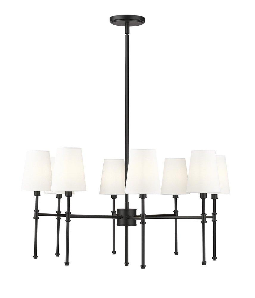 30 in. 8-Light Chandelier Ceiling Light in Matte Black 