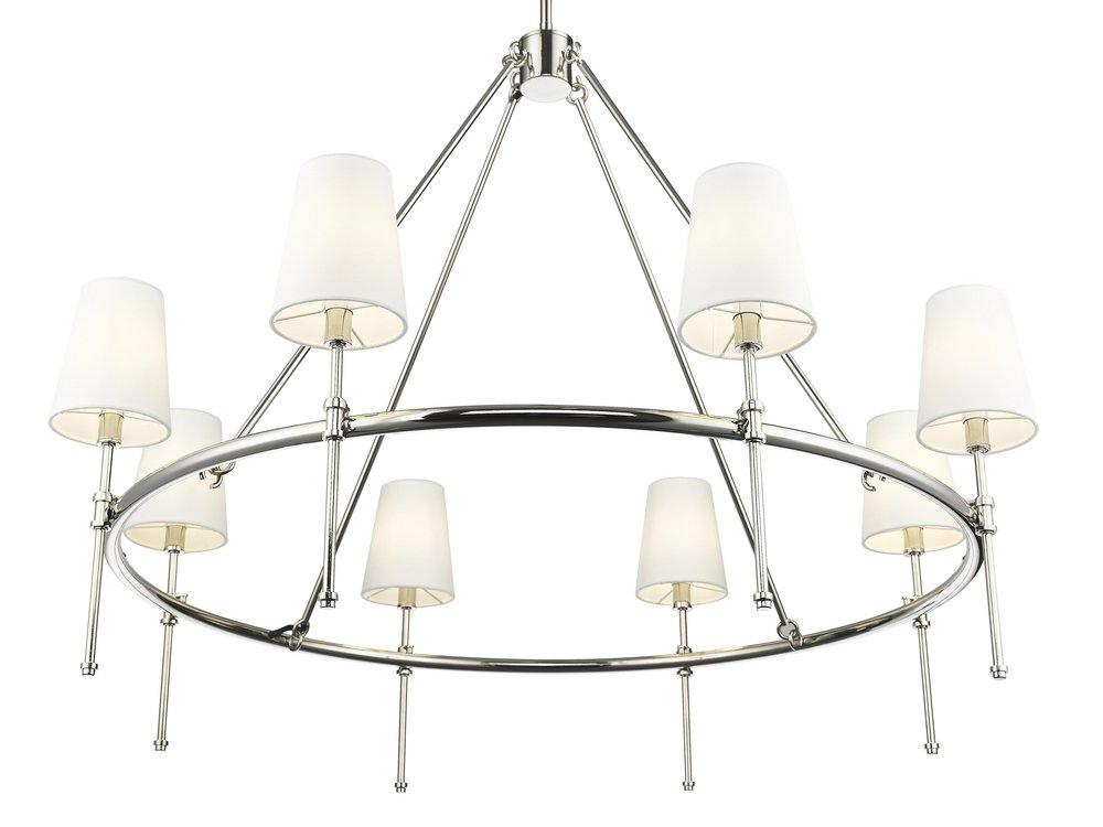 40 in. 8-Light Chandelier Ceiling Light in Polished Nickel 