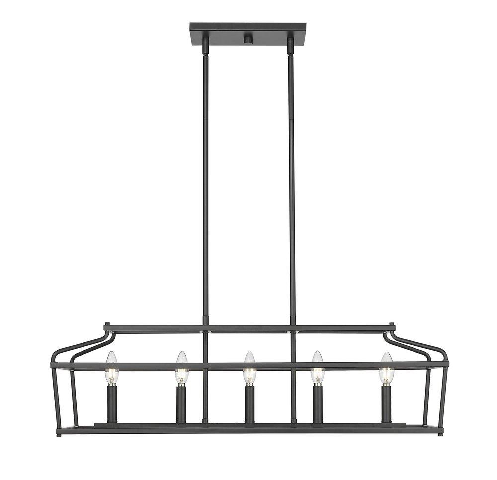 34 in. 5-Light Island Light in Matte Black 