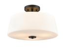 15-3/4 in. 3-Light Semi-Flush Mount Ceiling Light in Matte Black 