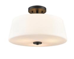 15-3/4 in. 3-Light Semi-Flush Mount Ceiling Light in Matte Black