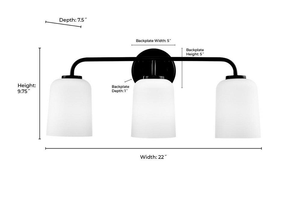 22 in. 3-Light Vanity Fixture in Modern Gold 