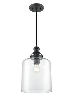 10 in. 1-Light Pendant Light in Matte Black