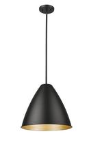 15 in. 1-Light Pendant Light in Matte Black 