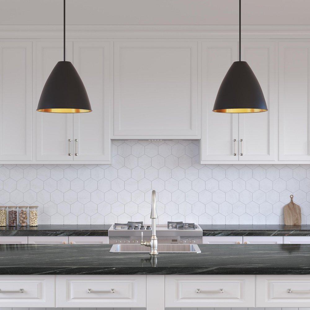 15 in. 1-Light Pendant Light in Matte Black 