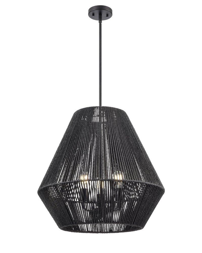 22 in. 3-Light Pendant Light in Matte Black 