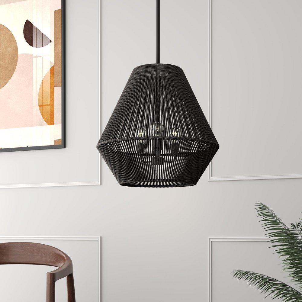 22 in. 3-Light Pendant Light in Matte Black 