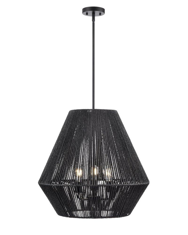 22 in. 3-Light Pendant Light in Matte Black 