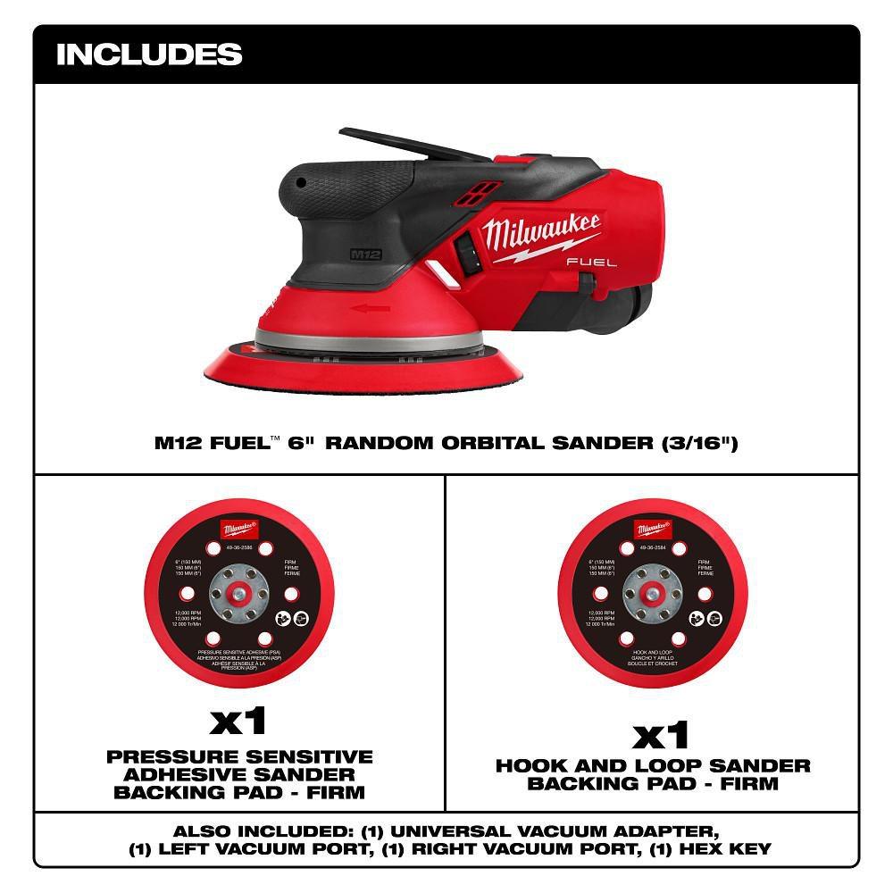 M12 FUEL 6 RANDOM ORBITAL SANDER 3/16 