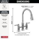 Two Handle Bridge Pull Down Kitchen Faucet in Arctic Stainless 