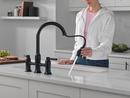Two Handle Bridge Pull Down Kitchen Faucet in Matte Black 