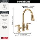 Two Handle Bridge Pull Down Kitchen Faucet in Arctic Stainless 