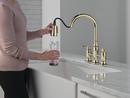 Two Handle Bridge Pull Down Kitchen Faucet in Arctic Stainless 