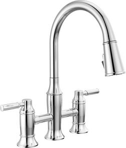 Two Handle Bridge Pull Down Kitchen Faucet in Lumicoat&reg; Chrome
