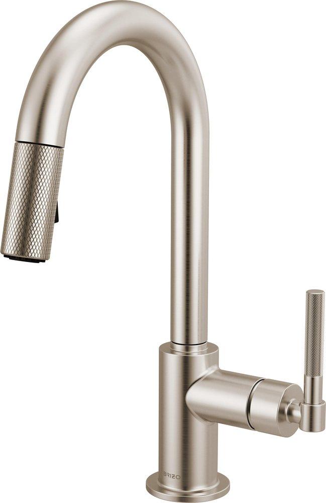 BRIZO LITZE PULL-DOWN PREP FAUCET WITH ARC SPOUT - KNURLED HANDLE 