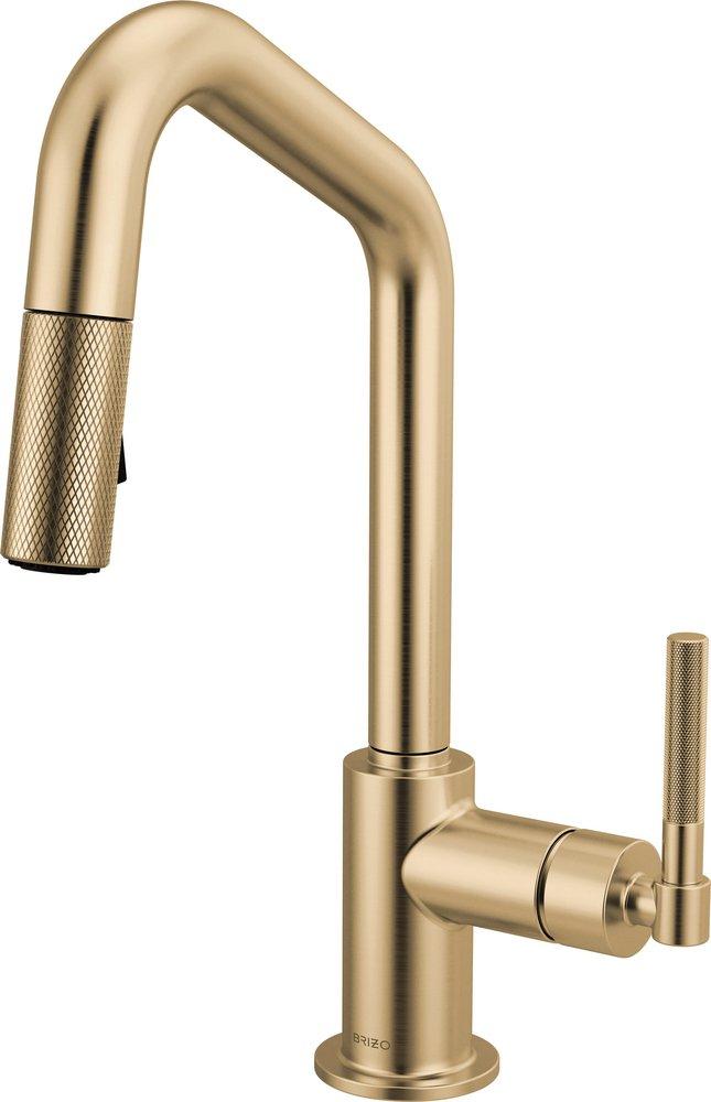 BRIZO LITZE PULL-DOWN PREP FAUCET WITH ANGLE SPOUT - KNURLED HANDLE 