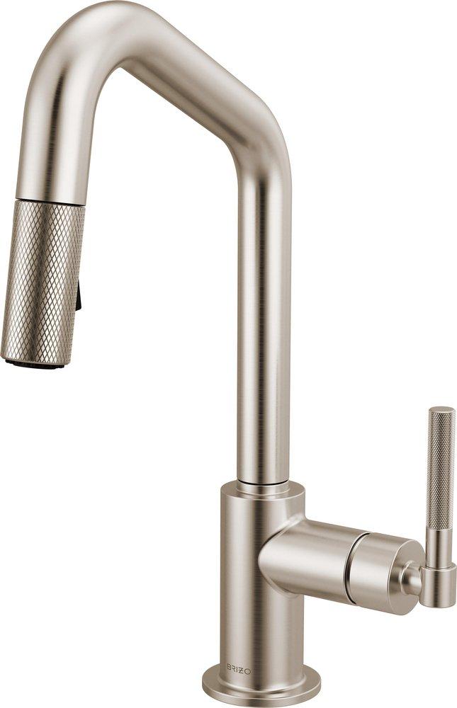 BRIZO LITZE PULL-DOWN PREP FAUCET WITH ANGLE SPOUT - KNURLED HANDLE 