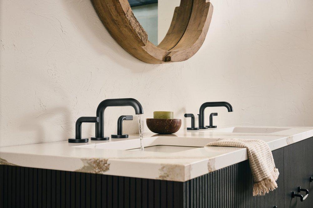 BRIZO LITZE WIDESPREAD LAVATORY FAUCET WITH LOW SPOUT - LESS HANDLES 