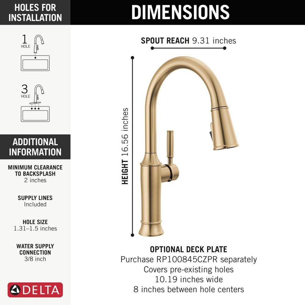 Single Handle Pull Down Kitchen Faucet in Champagne Bronze 